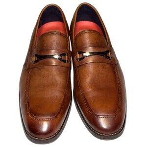 Stacy Adams Kaylor Cognac Men’s Smooth Leather Moc Toe Bit Loafers Size 10M